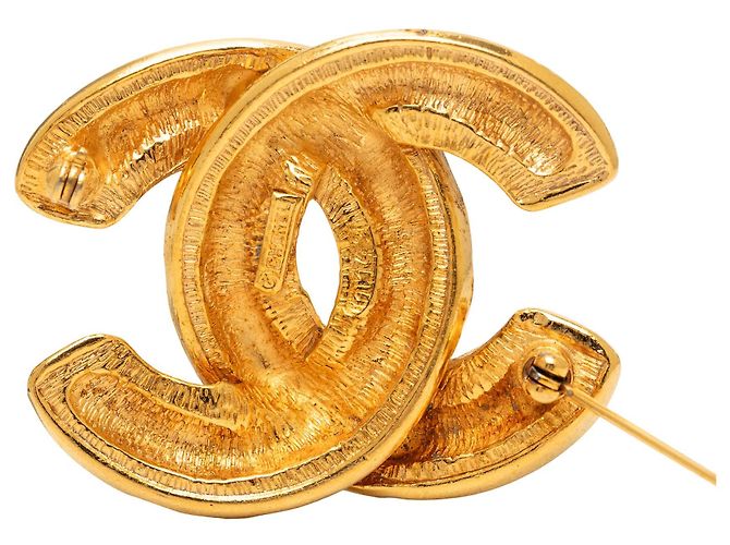 Chanel Gold CC Broche Goldplattiert gesteppt Golden - Ansicht 3