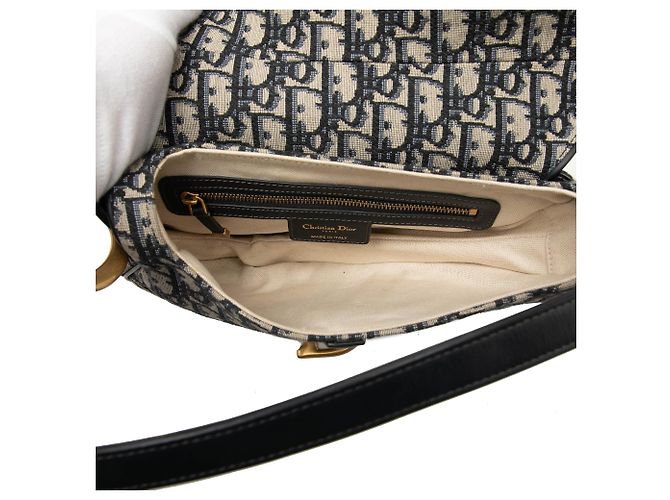 Borsa Saddle in tela Dior Blue Oblique - vista 4