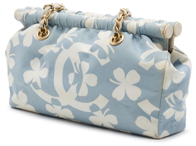 Borsa a Spalla Chanel Blue CC Clover Printed Canvas Blu chiaro - vista 2