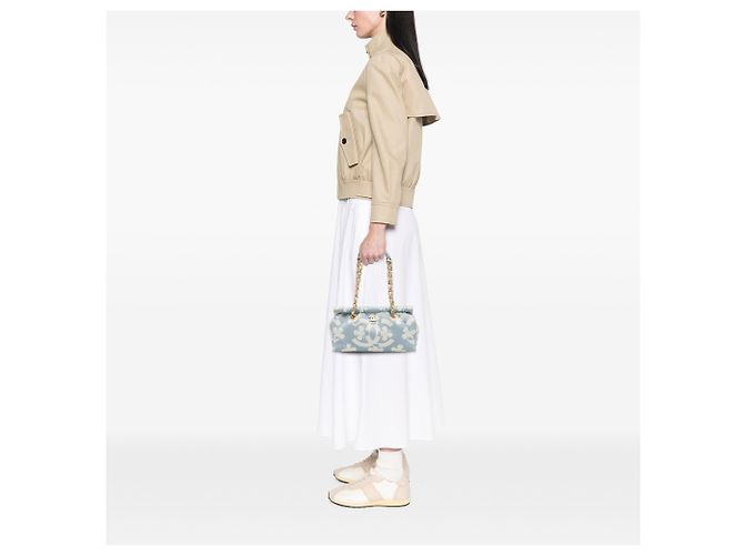 Borsa a Spalla Chanel Blue CC Clover Printed Canvas Blu chiaro - vista 6