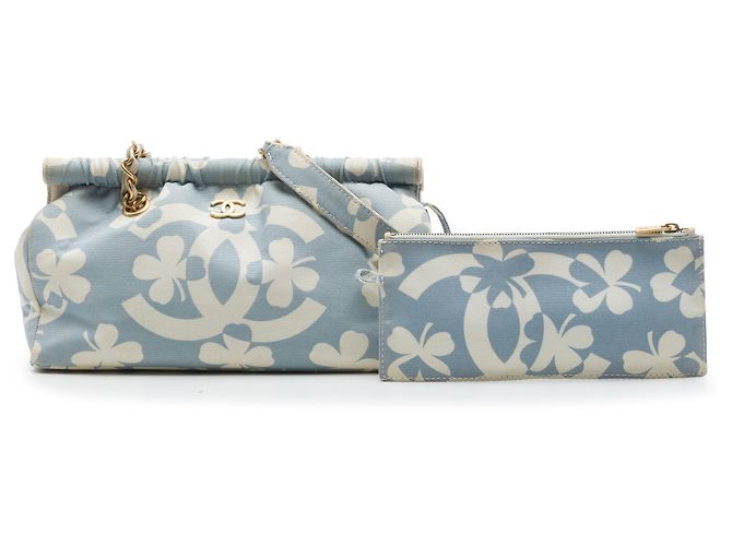 Borsa a Spalla Chanel Blue CC Clover Printed Canvas Blu chiaro - vista 7