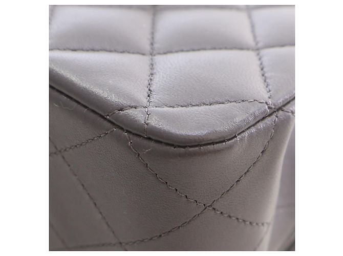 Chanel Gray Medium Classic Lambskin Double Flap Castaño Gris antracita - vista 10