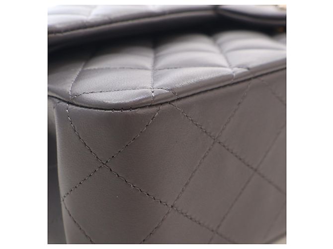Chanel Gray Medium Classic Lambskin Double Flap Castaño Gris antracita - vista 11