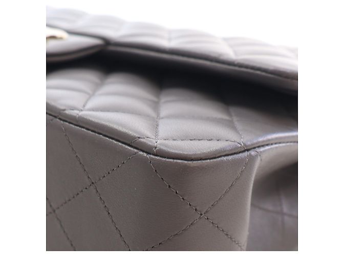 Chanel Gray Medium Classic Lambskin Double Flap Castaño Gris antracita - vista 12