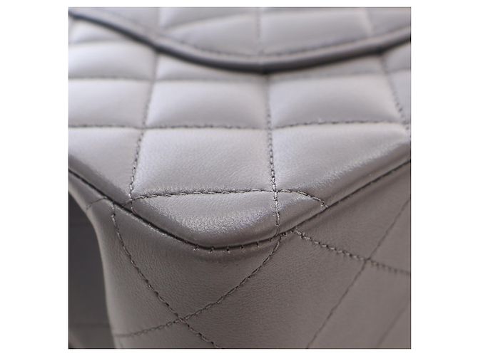 Chanel Gray Medium Classic Lambskin Double Flap Castaño Gris antracita - vista 13