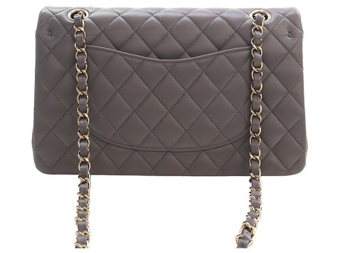 Chanel Gray Medium Classic Lambskin Double Flap Castaño Gris antracita - vista 4