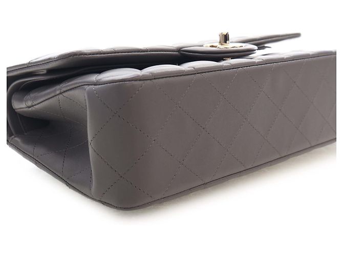 Chanel Gray Medium Classic Lambskin Double Flap Castaño Gris antracita - vista 6
