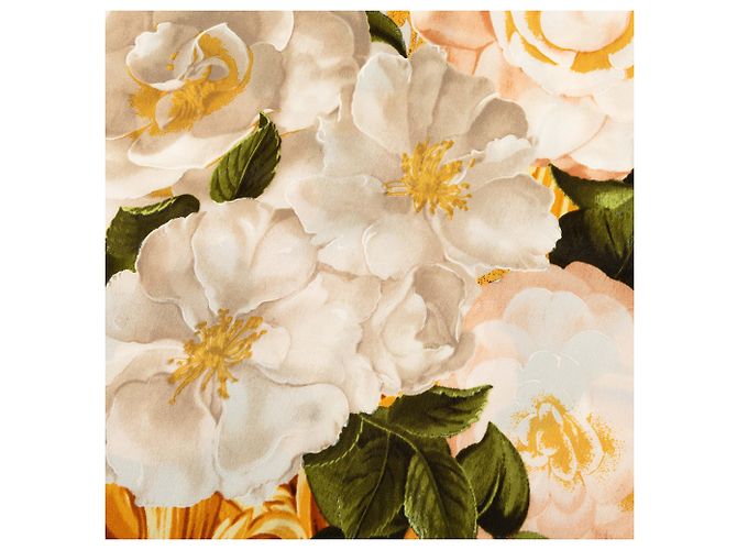 Sciarpa in seta Chanel Gold Camellia Baroque D'oro - vista 5
