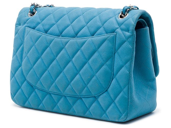 Chanel Blue Jumbo Classic Caviar Double Flap - vista 3