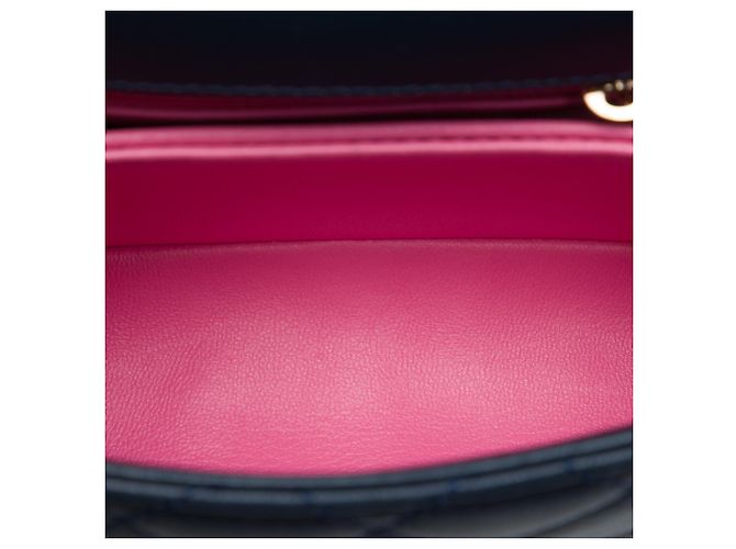 Chanel Blue Extra Mini gestepptes Lammleder Rainbow Coco Top Handle Tasche Blau Marineblau - Ansicht 4
