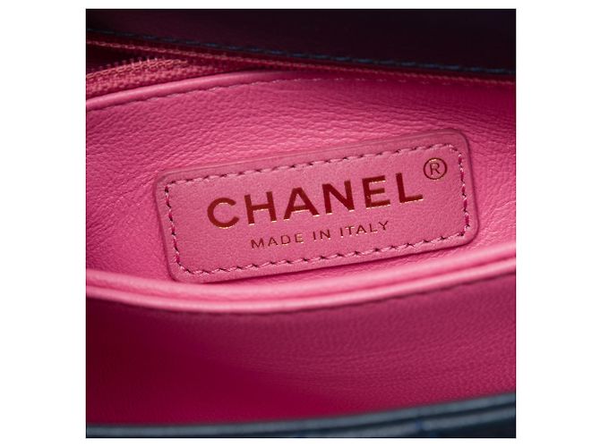 Chanel Blue Extra Mini gestepptes Lammleder Rainbow Coco Top Handle Tasche Blau Marineblau - Ansicht 5