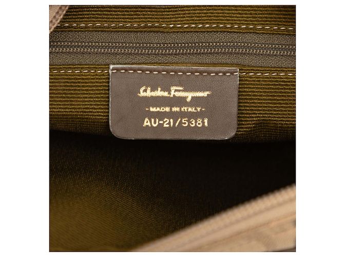 Salvatore Ferragamo Borsa a tracolla Ferragamo in tela Gancini beige - vista 5