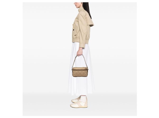 Salvatore Ferragamo Borsa a tracolla Ferragamo in tela Gancini beige - vista 6