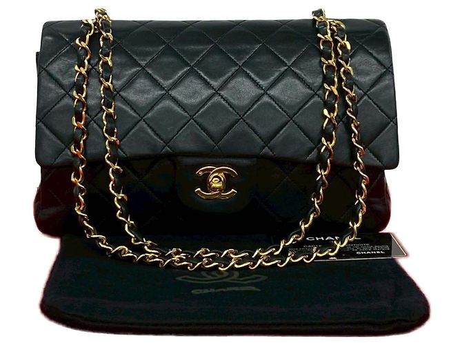 Chanel Black Medium Classic Lambskin Double Flap Nero - vista 10