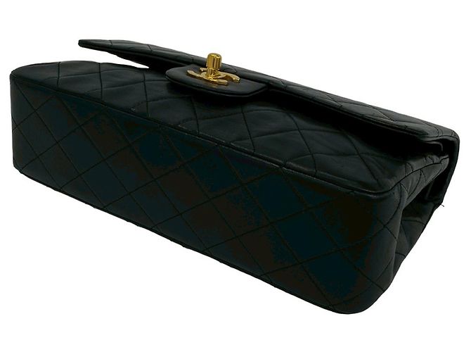 Chanel Black Medium Classic Lambskin Double Flap Nero - vista 8
