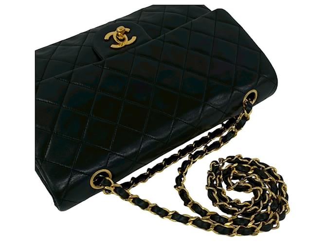 Chanel Black Medium Classic Lambskin Double Flap Nero - vista 9