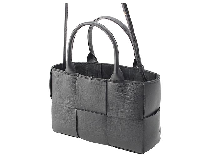 Bottega Veneta Tote Arco Mini in agnello nero con intreccio - vista 2