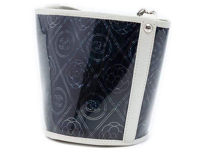 Sac seau Chanel Black Small en PVC et veau froissé Camellia Coco Noir - vue 2
