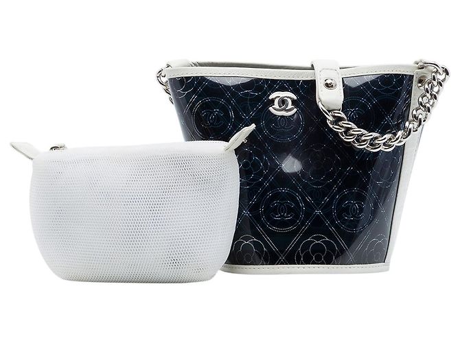 Sac seau Chanel Black Small en PVC et veau froissé Camellia Coco Noir - vue 7