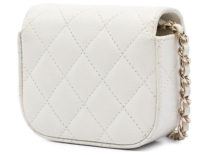 Clutch Chanel White Mini Quilted Caviar Con Catena Bianco - vista 2