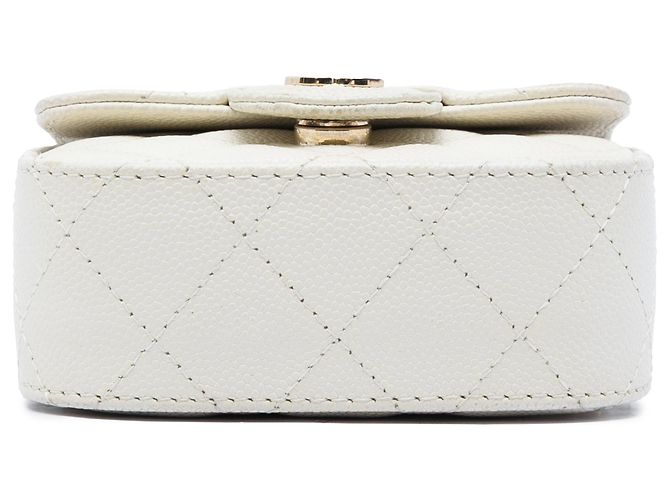 Clutch Chanel White Mini Quilted Caviar Con Catena Bianco - vista 3