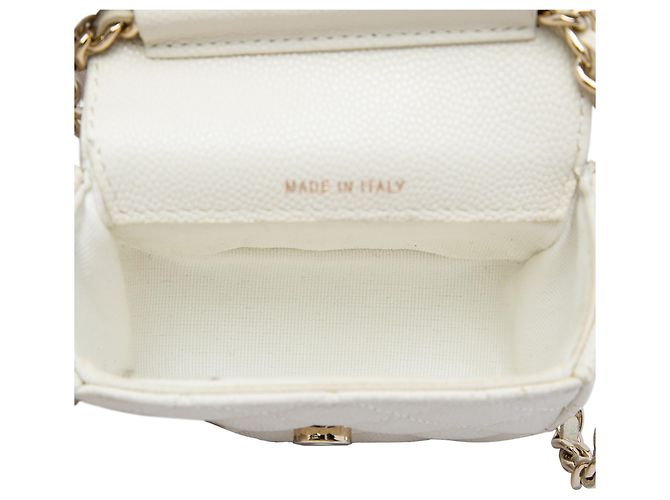 Clutch Chanel White Mini Quilted Caviar Con Catena Bianco - vista 4