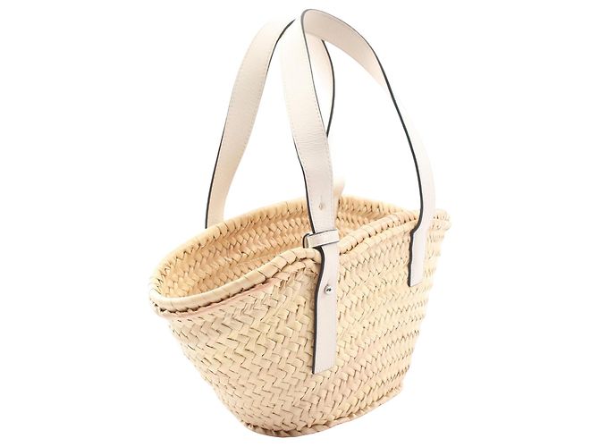 Borsa Tote LOEWE Beige Small Raffia Anagram - vista 2