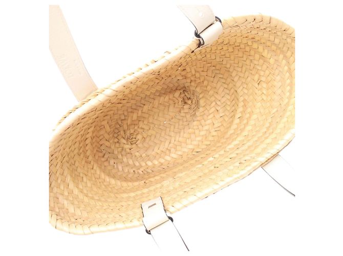 Borsa Tote LOEWE Beige Small Raffia Anagram - vista 3