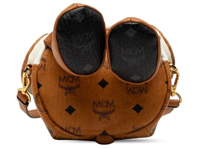 Mochila Rabbit Zoo Doll em couro de bezerro marrom e canvas revestido Visetos MCM - vista 3