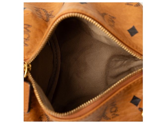 Mochila Rabbit Zoo Doll em couro de bezerro marrom e canvas revestido Visetos MCM - vista 4