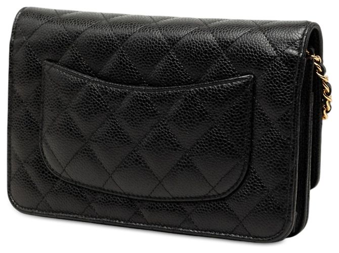 Wallet On Chain Cartera Chanel Black CC Quilted Caviar con Cadena Negro - vista 2