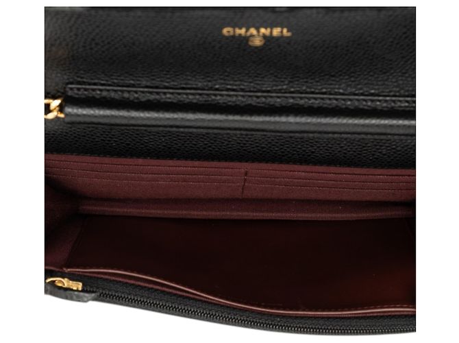 Wallet On Chain Cartera Chanel Black CC Quilted Caviar con Cadena Negro - vista 4