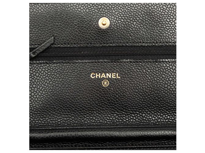 Wallet On Chain Cartera Chanel Black CC Quilted Caviar con Cadena Negro - vista 5