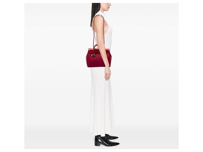 Hermès Red Toile Verso Herbag Zip 31 Rosso - vista 6