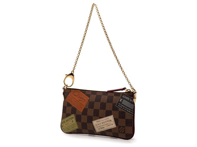 Louis Vuitton Marrone Damier Ebene Trunks Labels Pochette Milla MM - vista 2