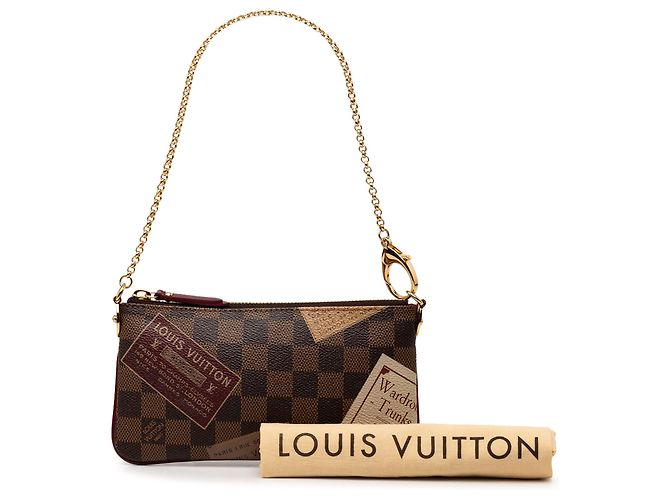 Louis Vuitton Marrone Damier Ebene Trunks Labels Pochette Milla MM - vista 8