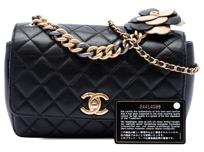 Chanel Black Medium Quilted Lambskin Private Affair Camellia Flap Nero - vista 7