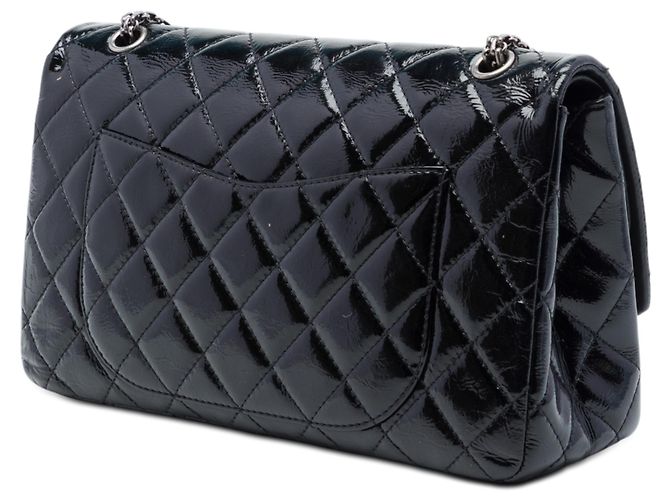 Chanel Black Quilted Crinkled Patent Reissue 2.55 Double Flap 227 Nero - vista 2