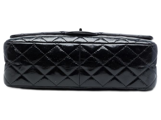 Chanel Black Quilted Crinkled Patent Reissue 2.55 Double Flap 227 Nero - vista 3