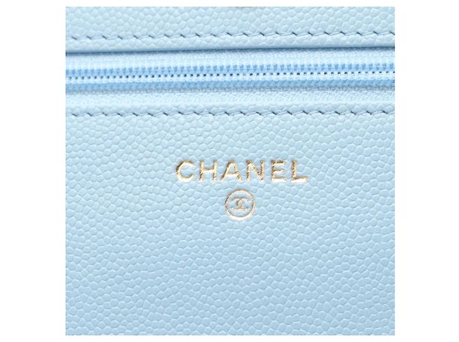 Wallet On Chain Portafoglio con catena Chanel Blue Quilted Caviar Crystal Enamel CC Blu chiaro - vista 5