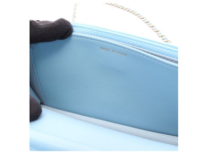 Wallet On Chain Portafoglio con catena Chanel Blue Quilted Caviar Crystal Enamel CC Blu chiaro - vista 6