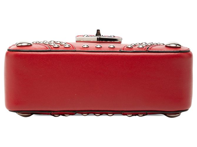 Clutch Elektra con chiusura a turnover in pelle di vitello borchiata rossa Prada Rosso - vista 3