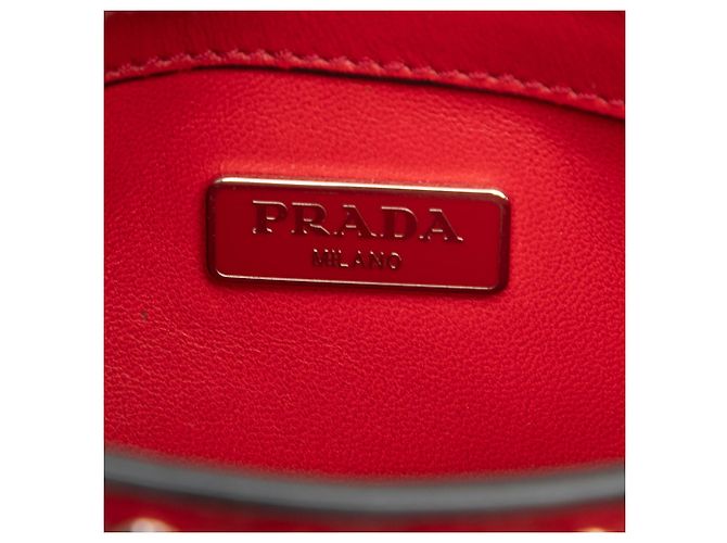 Clutch Elektra con chiusura a turnover in pelle di vitello borchiata rossa Prada Rosso - vista 5