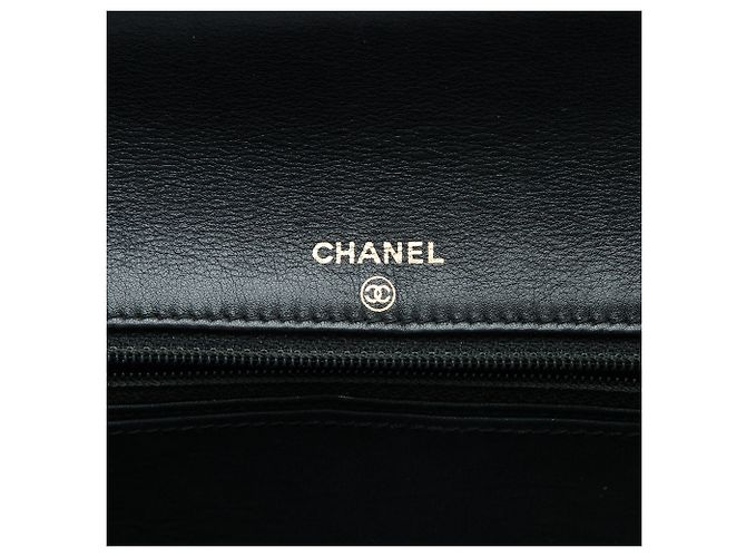 Wallet On Chain Portafoglio con Catena Chanel Black CC Caviar Nero - vista 5