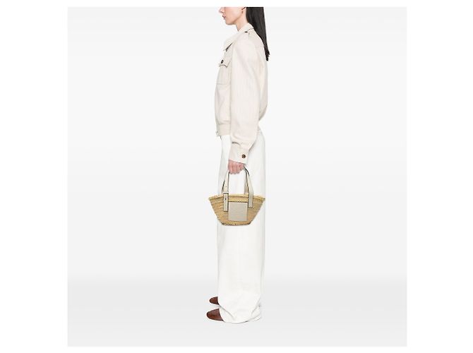 LOEWE Beige Small Raffia Anagram Basket Tote - view 6
