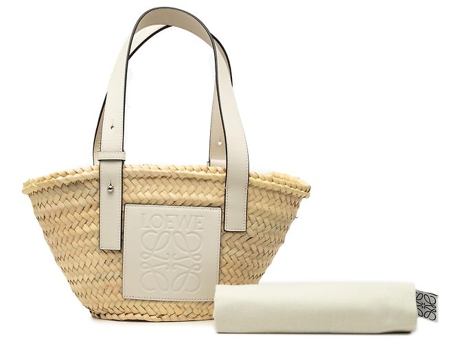LOEWE Beige Small Raffia Anagram Basket Tote - view 7