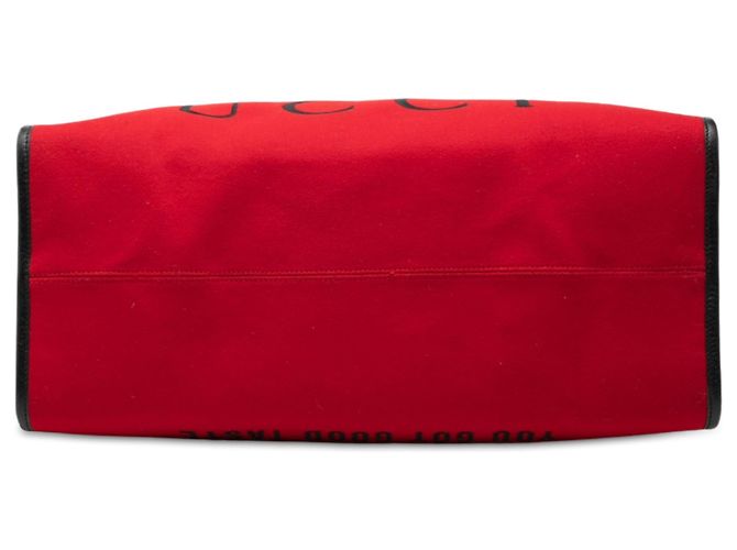 Gucci Red 100th Anniversary Filz-Einkaufstasche mit Kalbslederbesatz und Script-Logo Rot - Ansicht 3