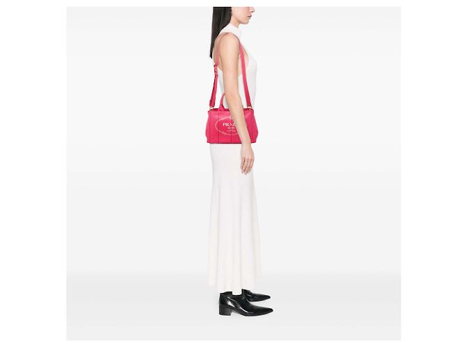 Prada Pink Small Canvas Canapa Logo Tote - Ansicht 6