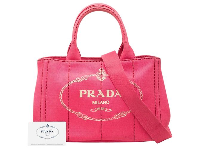 Prada Pink Small Canvas Canapa Logo Tote - Ansicht 7