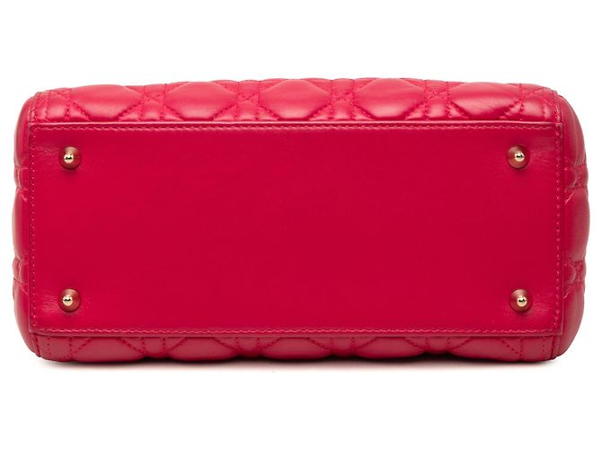 Dior Red Medium Lambskin Cannage Lady Dior - view 3